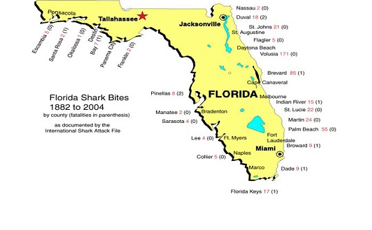 Florida Map of Shark Attacks